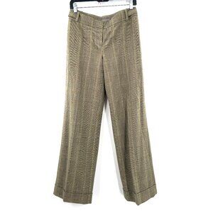 Ann Taylor mid rise plaid wool trousers wide leg cuffed dress pants academia 4